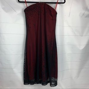 Vintage 90s Y2K Express strapless dress red black